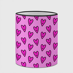 Кружка 3D Розовые сердечки каракули, цвет: 3D-черный кант — фото 2