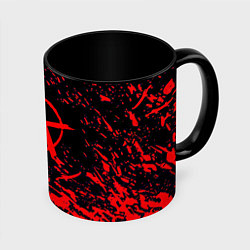 Кружка 3D Анархия красные абстрактные краски, цвет: 3D-белый + черный