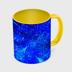 Кружка 3D Синий лёд и снежинки, цвет: 3D-белый + желтый