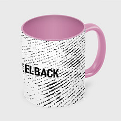 Кружка 3D Nickelback glitch на светлом фоне по-горизонтали, цвет: 3D-белый + розовый