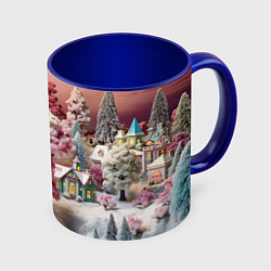 Кружка 3D Зимний закат новый год, цвет: 3D-белый + синий