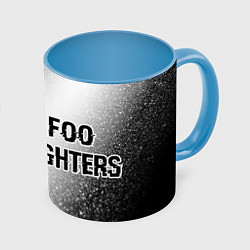 Кружка 3D Foo Fighters glitch на светлом фоне по-горизонтали, цвет: 3D-белый + небесно-голубой