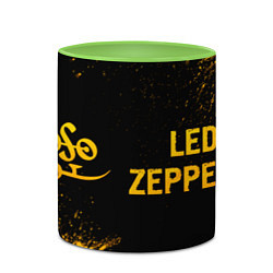 Кружка 3D Led Zeppelin - gold gradient по-горизонтали, цвет: 3D-белый + светло-зеленый — фото 2