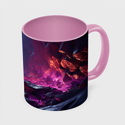 Кружка 3D Абстрактные фрагменты, цвет: 3D-белый + розовый