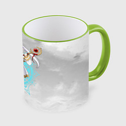 Кружка 3D Фрирен провожающая в последний путь - чб, цвет: 3D-светло-зеленый кант