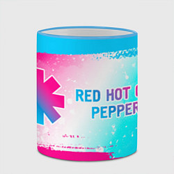 Кружка 3D Red Hot Chili Peppers neon gradient style по-гориз, цвет: 3D-небесно-голубой кант — фото 2