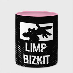 Кружка 3D Limp Bizkit glitch на темном фоне, цвет: 3D-белый + розовый — фото 2