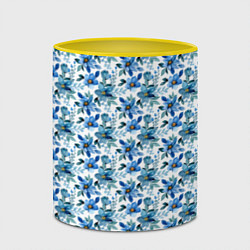 Кружка 3D Полевые голубые цветы паттерн, цвет: 3D-белый + желтый — фото 2