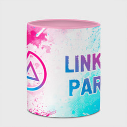 Кружка 3D Linkin Park neon gradient style по-горизонтали, цвет: 3D-белый + розовый — фото 2