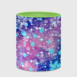 Кружка 3D Снежинки - морозный паттерн, цвет: 3D-белый + светло-зеленый — фото 2