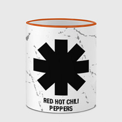 Кружка 3D Red Hot Chili Peppers glitch на светлом фоне, цвет: 3D-оранжевый кант — фото 2