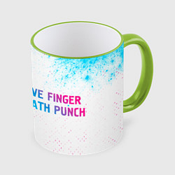 Кружка 3D Five Finger Death Punch neon gradient style по-гор, цвет: 3D-светло-зеленый кант