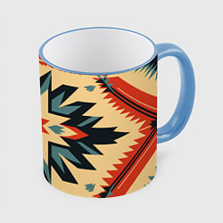 Кружка 3D Орнамент в стиле американских индейцев, цвет: 3D-небесно-голубой кант