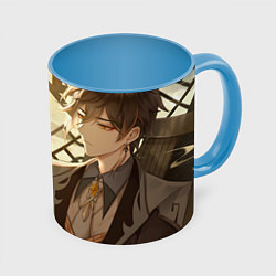 Кружка 3D Genshin Impact Zhongli Чжун Ли, цвет: 3D-белый + небесно-голубой