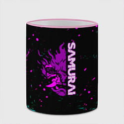 Кружка 3D Неоновый самурай киберпанк, цвет: 3D-розовый кант — фото 2