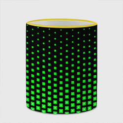 Кружка 3D Зелёные квадраты, цвет: 3D-желтый кант — фото 2