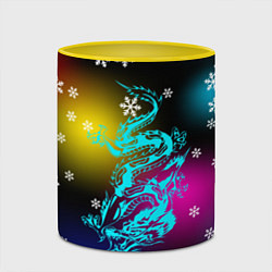 Кружка 3D Праздничный дракон и снежинки, цвет: 3D-белый + желтый — фото 2