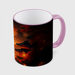 Кружка 3D Мрачная япония - пейзаж, цвет: 3D-розовый кант