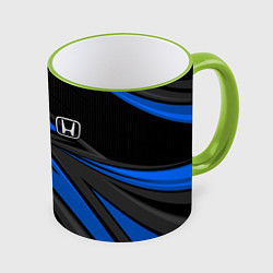 Кружка 3D Honda motors - синяя спортивная абстракция, цвет: 3D-светло-зеленый кант