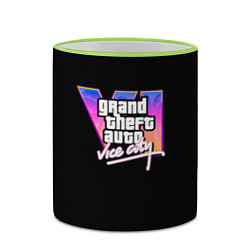 Кружка 3D Gta 6 vice city logo, цвет: 3D-светло-зеленый кант — фото 2