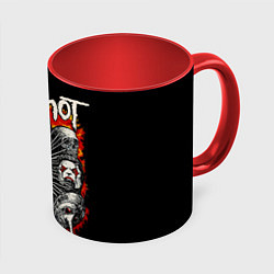 Кружка 3D Slipknot метал-группа, цвет: 3D-белый + красный