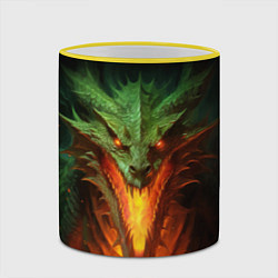 Кружка 3D Зеленый огнедышащий дракон, цвет: 3D-желтый кант — фото 2
