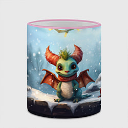 Кружка 3D Дракон новогодний маленький, цвет: 3D-розовый кант — фото 2