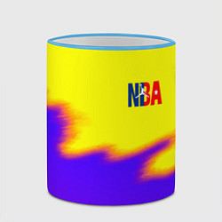 Кружка 3D НБА баскетбол краски неоновые желтые, цвет: 3D-небесно-голубой кант — фото 2