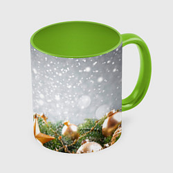 Кружка 3D Новогодняя ель, цвет: 3D-белый + светло-зеленый