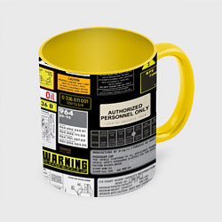 Кружка 3D Инженерные знаки, цвет: 3D-белый + желтый