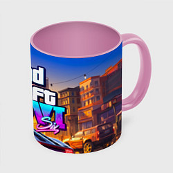 Кружка 3D Grand theft auto 6 street vice city, цвет: 3D-белый + розовый