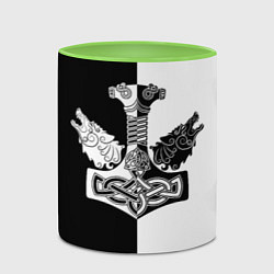 Кружка 3D Волки и молот Тора, цвет: 3D-белый + светло-зеленый — фото 2
