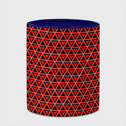 Кружка 3D Красные и чёрные треугольники, цвет: 3D-белый + синий — фото 2