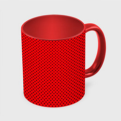 Кружка 3D Красный в чёрный маленький горошек, цвет: 3D-белый + красный