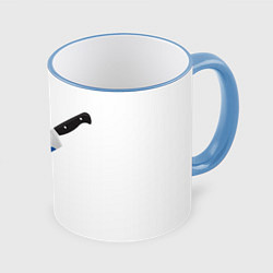 Кружка 3D Нож Киры, цвет: 3D-небесно-голубой кант