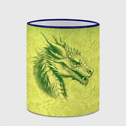Кружка 3D Зеленый нарисованный дракон с открытой пастью, цвет: 3D-синий кант — фото 2