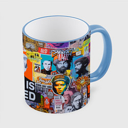 Кружка 3D Donald Trump - american сollage, цвет: 3D-небесно-голубой кант