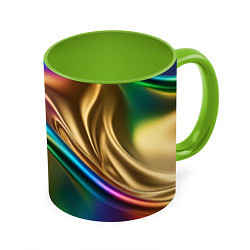 Кружка 3D Атласные изгибы, цвет: 3D-белый + светло-зеленый