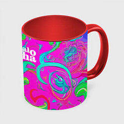 Кружка 3D Abstract floral pattern - aloha, цвет: 3D-белый + красный