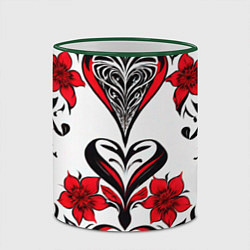 Кружка 3D Красный узор сердце, цвет: 3D-зеленый кант — фото 2