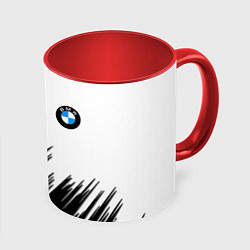 Кружка 3D BMW чёрные штрихи текстура, цвет: 3D-белый + красный