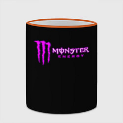 Кружка 3D Monster energy фиолетовый логотип, цвет: 3D-оранжевый кант — фото 2