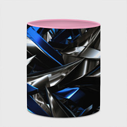 Кружка 3D Синие и серебряные вставки абстракции, цвет: 3D-белый + розовый — фото 2