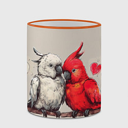 Кружка 3D Влюбленные попугаи 14 февраля, цвет: 3D-оранжевый кант — фото 2