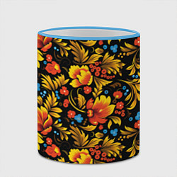 Кружка 3D Русская национальная роспись хохлома, цвет: 3D-небесно-голубой кант — фото 2