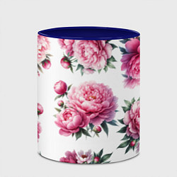 Кружка 3D Розовые цветы пиона, цвет: 3D-белый + синий — фото 2