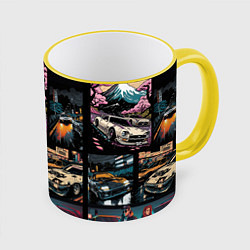 Кружка 3D Japanese jdm art, цвет: 3D-желтый кант