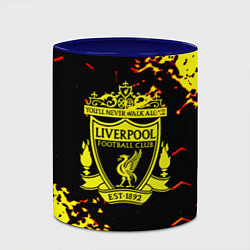 Кружка 3D Liverpool жёлтые краски текстура, цвет: 3D-белый + синий — фото 2