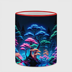 Кружка 3D Неоновый лес - нейросеть, цвет: 3D-красный кант — фото 2