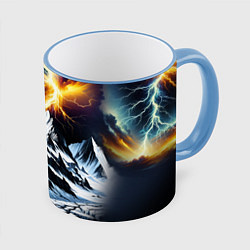 Кружка 3D Молнии и горы, цвет: 3D-небесно-голубой кант